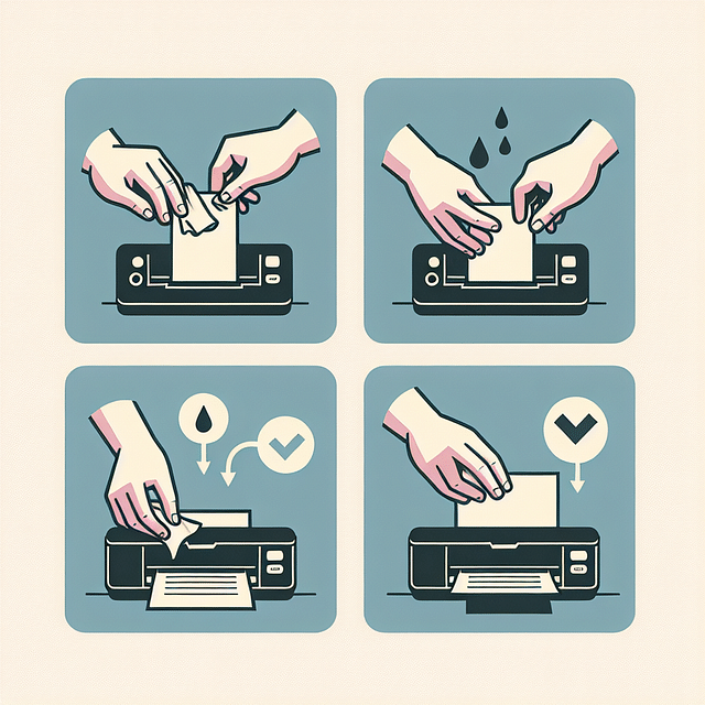 Wiping excess ink off an HP cartridge and printing a test page