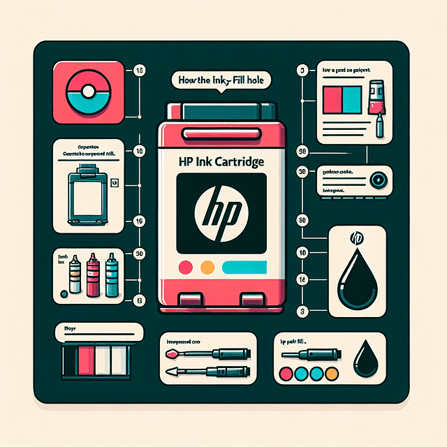 HP ink cartridge with the fill hole indicated