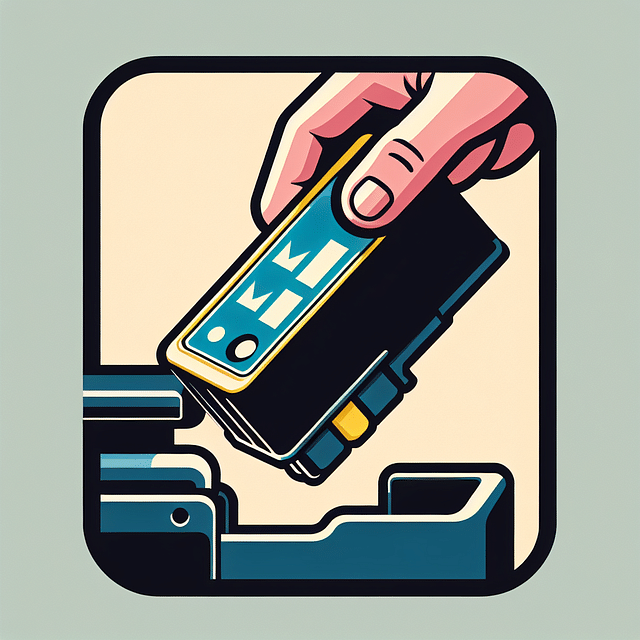 ink cartridge being clicked into printer slot