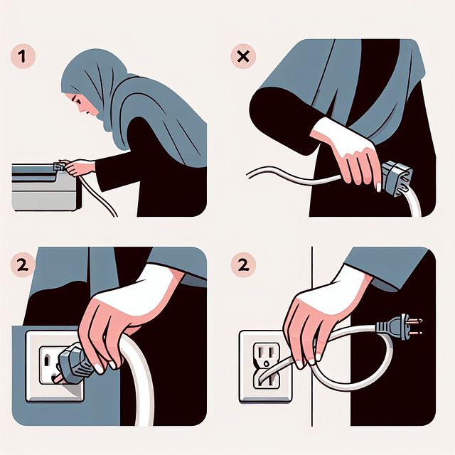 person unplugging printer power cord