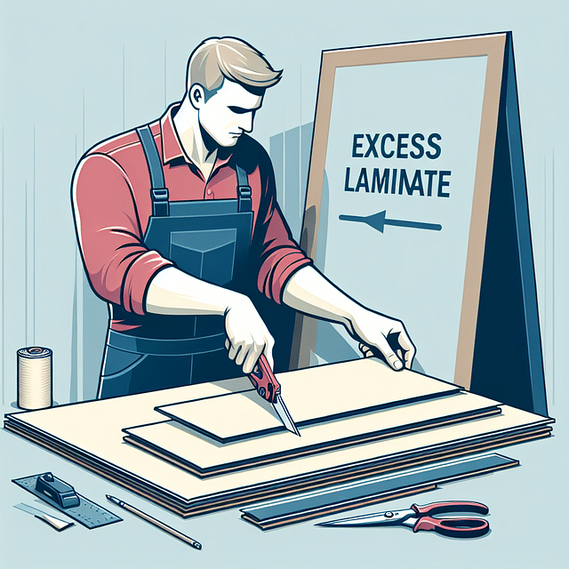 trimming excess laminate from a sign
