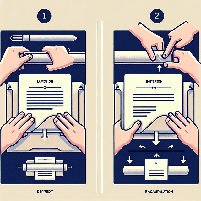 a document being placed into a lamination pouch versus an encapsulation sleeve