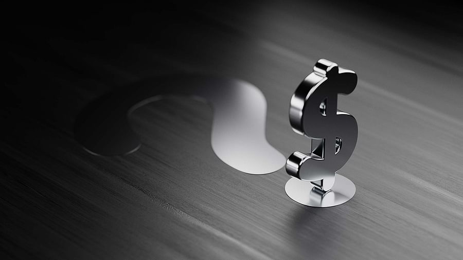 Printer with a decreasing dollar sign symbol indicating cost savings