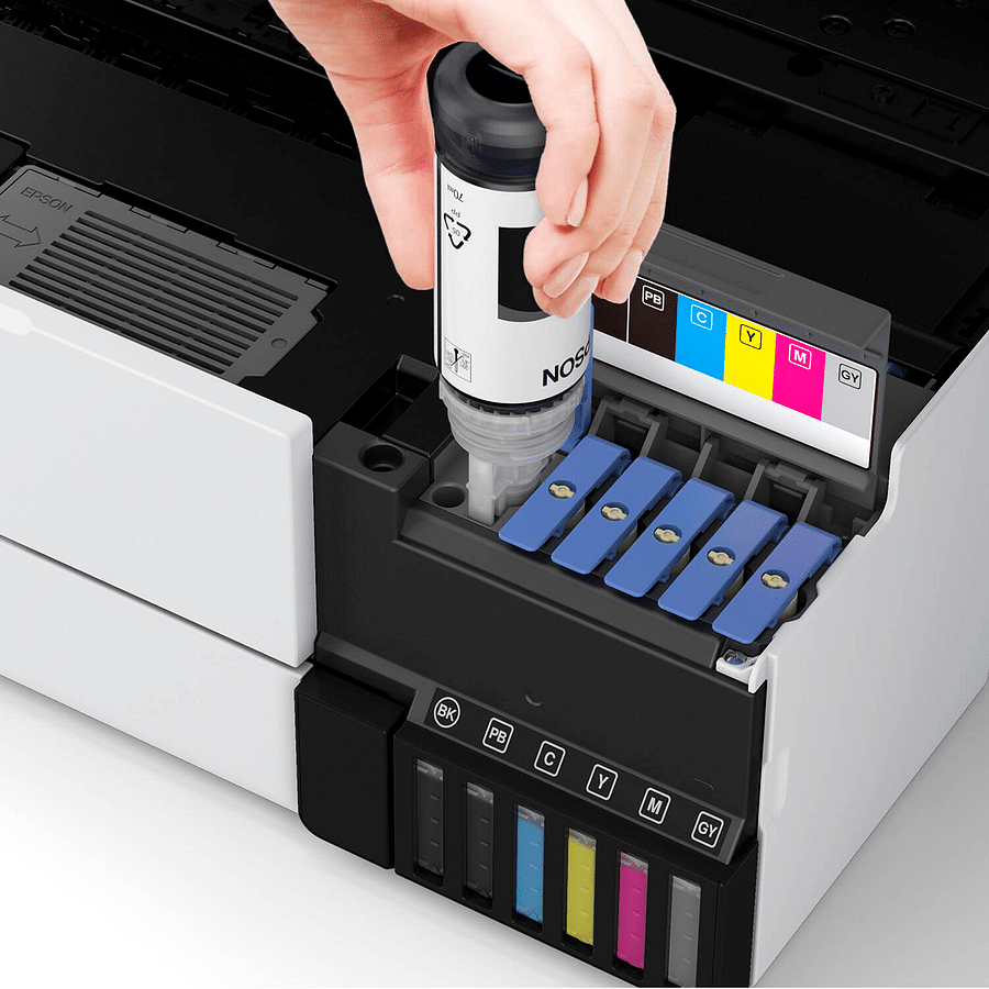 Printer settings interface showing options to save ink