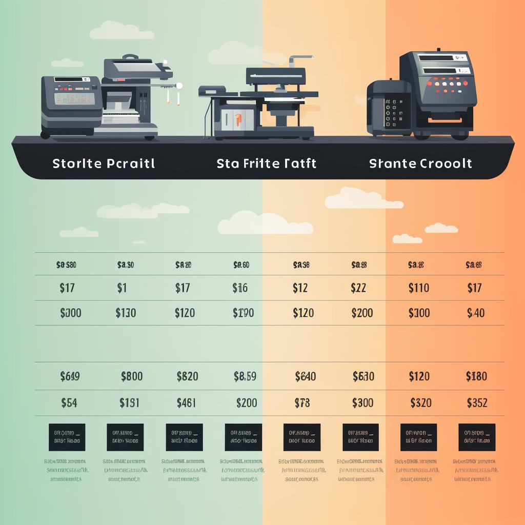 A comparison table of operational costs of different printers